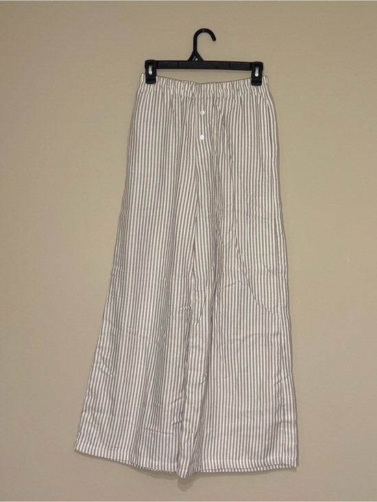 Sincerly Jules Pants - Sincerely Jules Striped Wide Leg Pants- White & Gray/Brown